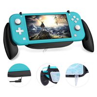 Gaming Grip Case for Nintendo Switch Lite, Charging Grip Case with Game Card Storage Box, Compatible 5V 2A AC Adapter with Type-C Cable for Switch Lite Console, Black