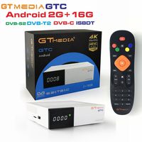 GTMedia GTC Satellite Receiver DVB-S2&T2&C ISDB-T Amlogic S905D Android 6.0 2GB RAM 16GB ROM BT4.0 Supports UHD 4K 30pfs/60fps H.265 MPEG-4