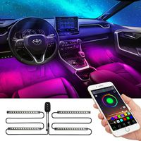 Interior Car Led Strip Lights - APP Controller Lighting Kits Multi-color Music Car Strip Light with Sound Active Function and Remote Controller