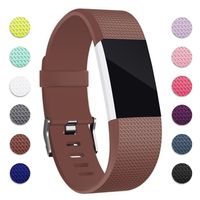 Hotodeal Band Compatible with Fitbit Charge 2 Band, Classic Soft TPU Adjustable Replacement Bands Fitness Sport Strap,Coffee Small