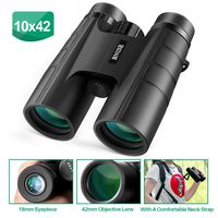 BNISE Binoculars for Adults Compact, 10X42 HD Professional, BAK4 Prism FMC Lens, Suitable for Outdoor Travel, for Hunting, for Bird Watching, Concerts, with Neck Strap Portable Backpack