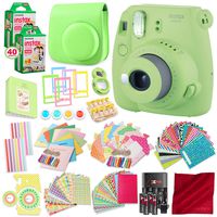Fujifilm Instax Mini 9 Instant Camera Lime Green w/Fuji Instant Films (40 Pack) + Accessories Bundle - Carrying Case, Color Filters, Photo Albums, Assorted Frames, Selfie Lens Plus More