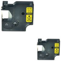 NineLeaf 2PK Replacement Compatible for DYMO 12mm Standard D1 Self-Adhesive Polyester Tape Label Makers 1/2-inch Black Print on Yellow 23ft Cartridge (45018)