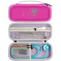 Protective & Portable Case Fits for 3M Littmann Classic III Monitoring Stethoscope, Accessories Holder for Reflex Hammer, Pen Light & Other Supplies, Bag for Nurse, Doctor - Pink&Carton