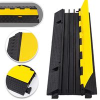 Happybuy 3 Channel Rubber Cable Protector Ramp 1.2 x 1.2 Inch Channel Heavy Duty Cable Wire Cord Cover Ramp Speed Bump Driveway Hose Cable Ramp Protective Cover (3-Channel, 1.2x1.2In Slot-22000Lbs)