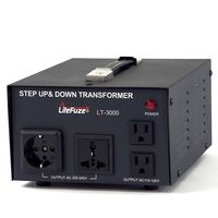 LiteFuze LT-3000 3000 Watt Voltage Converter Transformer - Step Up/Down - 110V/220V - Circuit Breaker Protection
