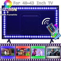 LED TV Backlight for 40 to 43 Inch Smart TV,FSJEE Pre-Connected RGBW LED Strip TV Bias Light with 40Keys RF Wireless Remote Controller and UL Listed Power Adapter