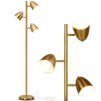 Brightech Jacob - LED Reading and Floor Lamp for Living Rooms & Bedrooms - Classy, Mid Century Modern Adjustable 3 Light Tree - Standing Tall Pole Lamp with 3 LED Bulbs - Antique Brass/Gold