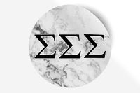 Sigma Sigma Sigma Sticker Greek Sorority Decal for Car, Laptop, Windows, Officially Licensed Product, Monogram Design 5" x 5" - White Marble