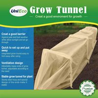 UniEco Fabric Grow Tunnel Square Iron Hoops Garden Tunnle with 2 Fiberglass Stakes for Plant Protection and Freeze Protection, 118" L x 27.5" W x 18" H, Beige