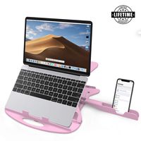 Carnation Laptop Stand Desk with Phone Stand and Cable Clip. Adjustable, Foldable & Portable Riser. Fully Compatible MacBook Base Holder. Enjoy!