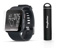 Garmin Approach S10 (Granite Blue) Golf GPS Watch Power Bundle | +HD Screen Protectors & PlayBetter Portable Charger | 40,000 Preloaded Worldwide Courses, Light Golf GPS Watch