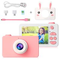 Pellor Kids Digital Camera 2-inch Display Mini Cute Camera Gift for Girls Boys1080P 24 Million Pixels with 16GB Memory Card (Pink)