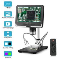 7 inch LCD Digital USB Microscope Angle Adjustable with Remote Control,Koolertron 12MP 1920x1080 30fps Video Recorder Image Flip/Reverse Color/Black & White for Circuit Board Repair Soldering PCB Coin
