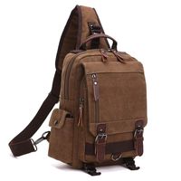 Unisex Lightweight Multi Pockets Canvas Small Day Bag School Backpack Vintage Travel Hiking Rucksack for Men/Women Daypack