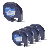 NineLeaf 5PK Replacement LetraTag 91331 (91201 91221 59422 S0721660) Black on White Plastic Label Tape Compatible for Dymo LetraTag,LetraTag Plus LT100H, Plus LT100T, QX50 (1/2" x 13',12mm x 4m)
