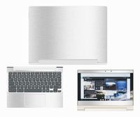 decalrus - Protective Decal for Lenovo ChromeBook C330 (11.6" Screen) Laptop Silver Texture Brushed Aluminum Skin Skins Decal for case Cover wrap BAlenovoChrmbookC330Silver
