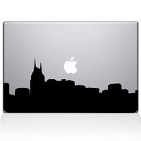 The Decal Guru 2301-MAC-13P-BLA Nashville City Skyline Decal Vinyl Sticker, 13" MacBook Pro (2015 & Older), Black