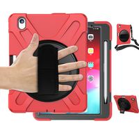 iPad Pro 11 Case with Pencil Holder 2018, TSQ Hybrid Heavy Duty Shockproof Drop Protection Boys Girls Children Hard Case with Swivel Stand/Handle Hand Strap/Shoulder Strap for A1979/A1980 Tablet,Red