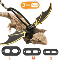 KUDES Adjustable Bearded Dragon Leather Harness Leash (S/M/L 3 Chest Pack) with Cool Wings for Lizard Reptiles Amphibians and Other Small Pet Animals