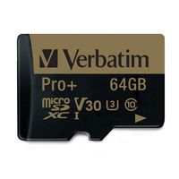Verbatim 64GB Pro Plus 600X microSDXC Memory Card with Adapter, UHS-I V30 U3 Class 10
