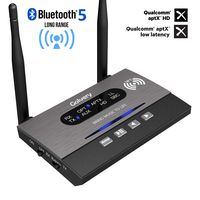 Golvery Long Range Bluetooth 5.0 Transmitter Receiver for TV Home Stereo with Audio Pass Through, Aptx HD & AptX Low Latency, Dual Stream, Digital Optical RCA 3.5mm AUX Ports, NFC Phone Connect