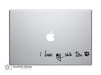 I Love My Shih Tzu Text Black Symbol Dog Heart paw Bone Puppy Love iPhone Silhouette Decal Humor MacBook Symbol iPhone Disney Apple Ipad Decal Skin Sticker Laptop