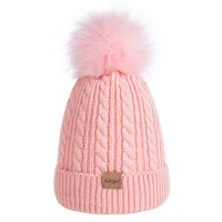 Kids Toddler Baby Winter Beanie Hat, Children's Warm Fleece Lined Knit Thick Ski Cap with Pom Pom for Boys Girls (Pink)