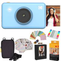 Kodak Mini Shot Instant Camera (Blue) Gift Bundle + Paper (20 Sheets) + Deluxe Case + 7 Fun Sticker Sets + Twin Tip Markers + Photo Album + Hanging Frames