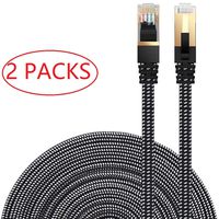 Cat 7 Ethernet Cable, 2 Packs 1.6ft DanYee Nylon CAT7 High Speed Professional Gold Plated Plug STP Wires CAT 7 RJ45 Ethernet Cable (Black 1.6ft 2 Packs)