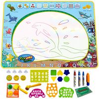 Scientoy Doodle Mat, Water Drawing Mat (40x30 inches), Mess Free Magic Mat with 3 Magic Pens, 4 Stamps, 25 Packed Drawing Accessories for Boy and Girl, Best Paint Board Toy, Gift for 1 2 3 4 5