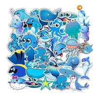 Blue Marine Animals Stickers 50 Pcs, Cute Girl Lovely Kids Teens Boys Vinyl Decals for Laptop iPad Car Luggage Water Bottle Computer Hydroflasks Helmet Truck, No-Duplicate