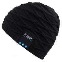 Mydeal Winter Washable Bluetooth Music Beanie Warm Soft Knitted Trendy Short Skully Hat Cap w/ Wireless Headphone Headset Earphone Mic Hands Free for Excrise Gym Sports Fitness Running Skiing - Black