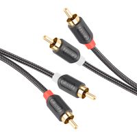 J&D 2RCA to 2RCA Cable, RCA Cable Gold-Plated [Audiowave Series] 2 RCA Male to 2 RCA Male Stereo Audio Cable with PVC Shelled Housing and Nylon Braid - 3 Feet