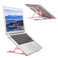 Adjustable Laptop Stand，Ventilated Portable Ergonomic Notebook Riser for Desk,Multi-Angle Adjustable Portable Anti-Slip Mount for MacBook, Surface Laptop, Notebook, 10"-17" Tablet (Rose Gold)
