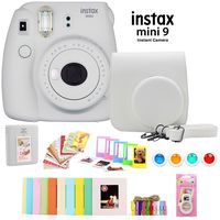 Fujifilm Instax Mini 9 Instant Camera (Smokey White) w/Deco Gear Accessory Bundle