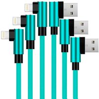 Boost Chargers 3-Pack 6FT/2M Charging Cable Cords Premium Nylon Braided 90 Degree Fast Speed Charging USB Data Cables Compatible with Apple iPhone, iPod Mobile Digital Device, 6-Feet