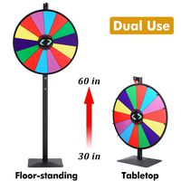 T-SIGN 24 Inch Dual Use Spinning Prize Wheel Stand, Tabletop or Floor Spinner Stand, 14 Colorful Slots with Dry Erase Marker and Eraser Win The Fortune Spin Game for Carnival and Trade Show