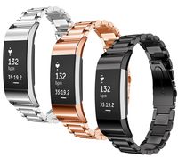 Charge 2 Accessories Bands for Fitbit, SailFar 3PCS Stainless Steel Metal Replacement Bracelet Strap Wrist Smart Watch Band for Fitbit Charge 2 HR, Small/Large, Men/Women, Silver, Rose Gold, Black