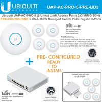 Ubiquiti UAP-AC-PRO-5 UniFi Access Point PRECONFIGURED + US-8-150W 8 Port Switch