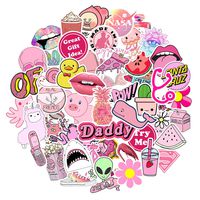 Big Stickers 50pcs for Water Bottles Pink Cute Theme Waterproof Aesthetic Trendy Stickers for Teens Kids Girls and Boys, Perfect for Hydro Flask Laptop Notebook Phone Car Travel Durable 100% Vinyl