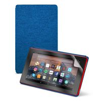 Fire HD 8 Tablet (8" HD Display, 32 GB) - Red + Amazon Fire HD 8 Tablet Case, Marine Blue + NuPro Clear Screen Protector (2-Pack)