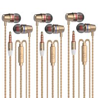 VPB V1 Headphones with Remote & Microphone, in Ear Earphone Stereo Sound Noise Isolating Tangle Free for iOS and Android Smartphones, Laptops, Gaming (3 Pairs of Gold)