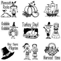 Inkadinkado Cling Rubber Stamp Set Inchie Plymouth Rock Thanksgiving