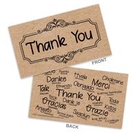 Thank You Business Cards with Kraft color printed background on uncoated matte finish for a natural look and feel - Box of 100
