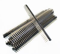 E-Simpo 20pcs 2.54mm (0.1") Male Pin Header Connector,90D Right Angle, 2X40P 1X40P Pin Header, Single Plastic,A=3mm Plastic Height 2.5mm, Rohs 0.8U Gold-Plated R1 Type (Single Row 1X40P 90D R2 Type)