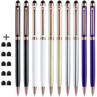 Stylus Pens, ChaoQ (All Metal Material) 10 Pack Rose Gold Clip 2 in 1 Slim Stylus Pen and Ballpoint Pens for Universal Touch Screen Devices with 10 Extras Replaceable Rubber Tips