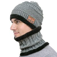 Wireless Beanie Music Warm Knitted Hat and Scarf Set with Stereo Headphone Headset Speaker Wireless Mic Hands-Free for Men Women Fitness Outdoor Sport Jogging Skiing Hiking (Grey1)