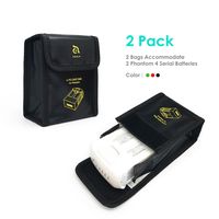 Fireproof Battery Bags Compatible for DJI Phantom 4 Serial - Custom Designed Perfectly Fits Your Drone Batteries, Must Have for Safe Charging, Storing - Includes 2 Bags (Black) by Adam Elements
