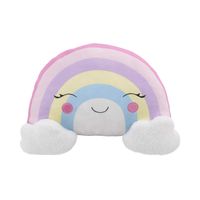 Little Love by NoJo Rainbow Shaped Plush Sherpa Decorative Pillow with Clouds, Pink/Lilac/Yellow/White/Pink/Lavender